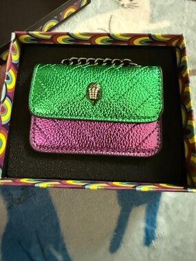 Kurt Geiger Metallic Green and Metallic Pink Mini Chain Crossbody